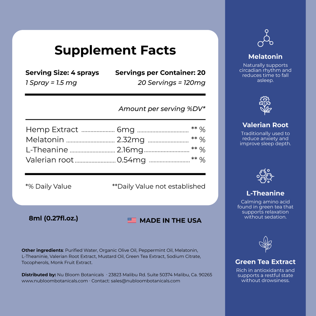 Sleep CBD Oral Spray - Fast-Acting with Melatonin and Valerian Root