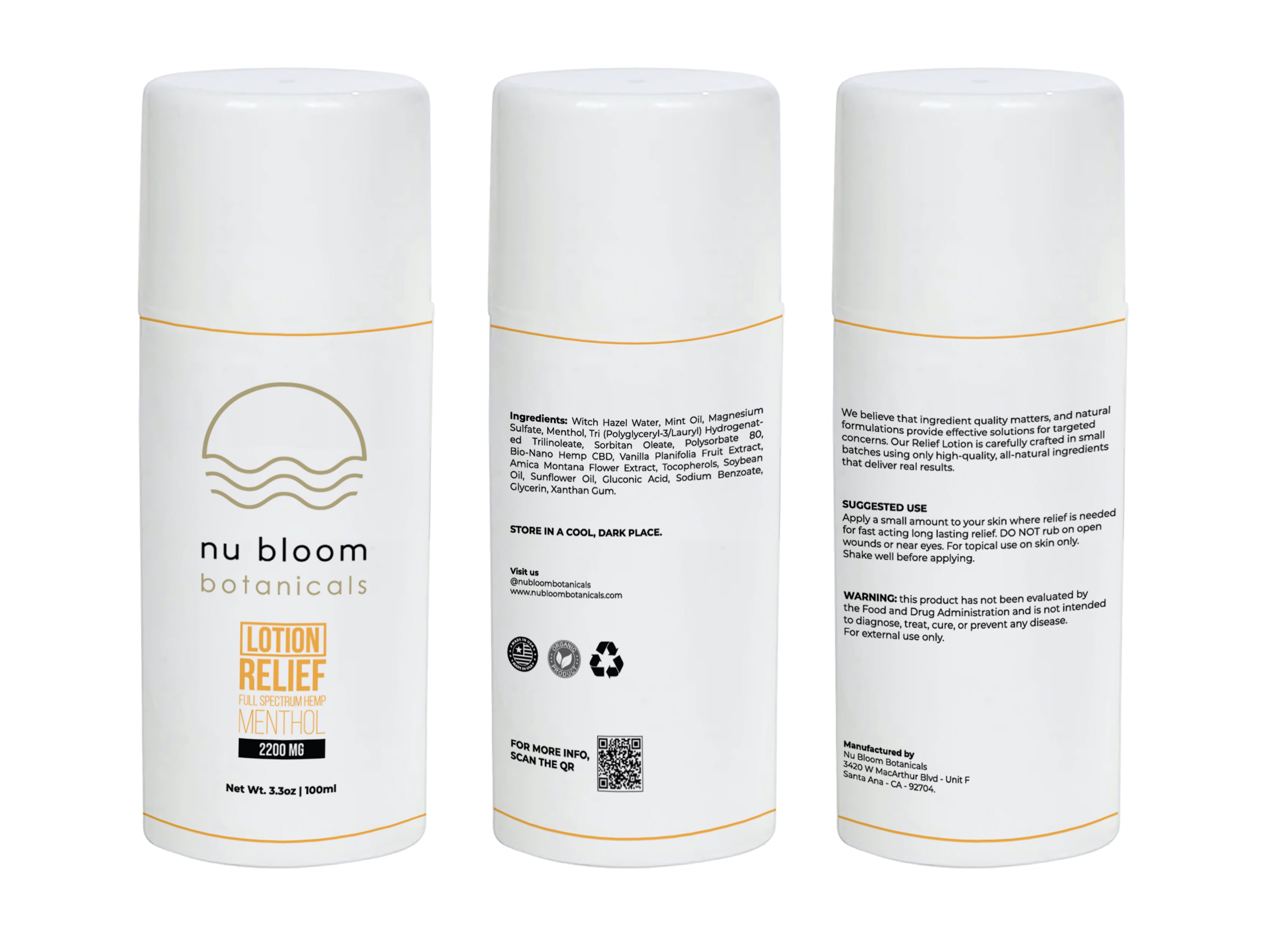 Relief Lotion Full Spectrum Hemp 2200mg 3.3oz