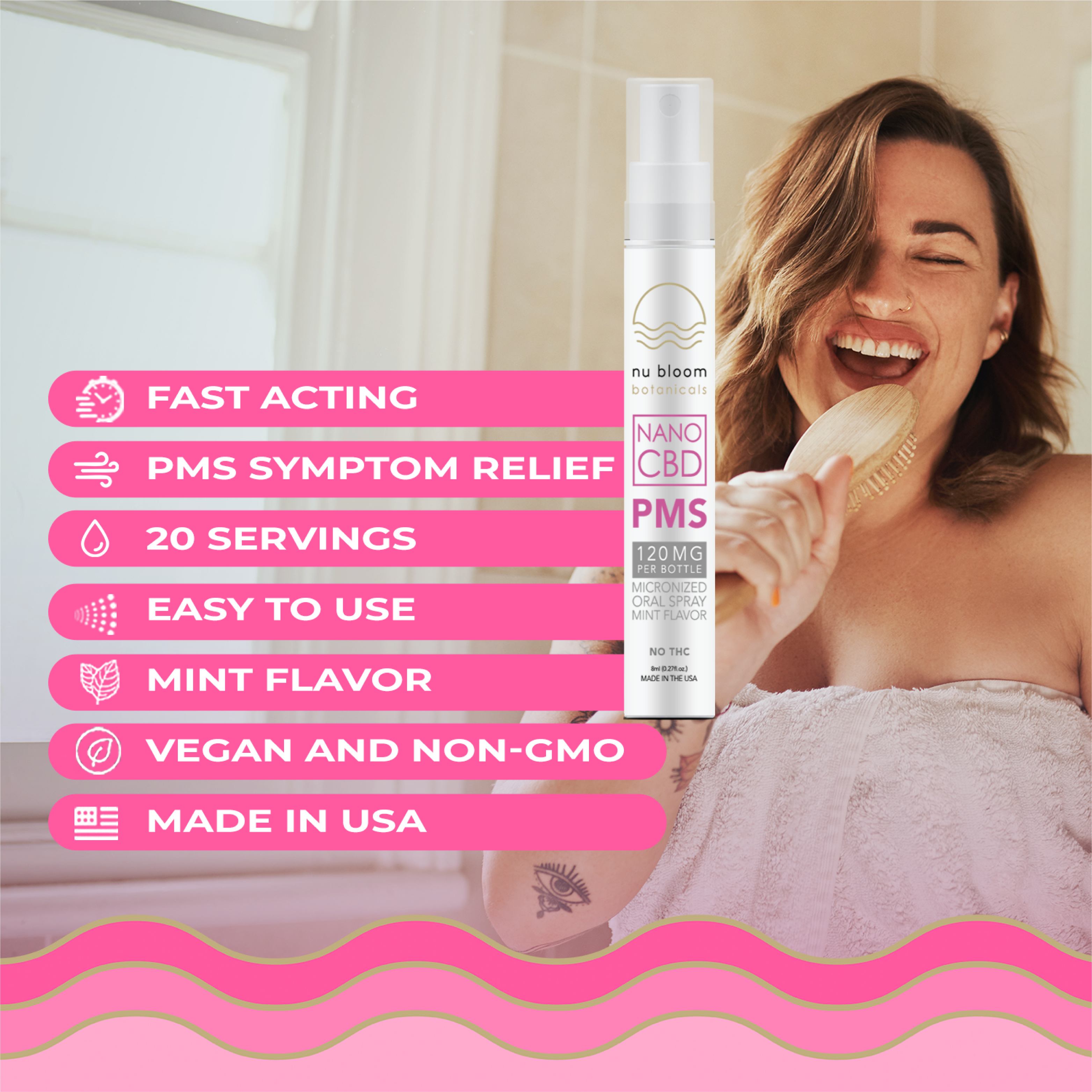 PMS CBD Oral Spray – Fast-Acting Natural Relief for Cramps, Mood & Bloating | 120mg, 8ml